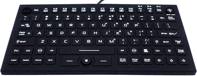 DSI Compact LED Backlit Keyboard with Integrated Mouse Button IP68 Waterproof Silicone IKB850BL