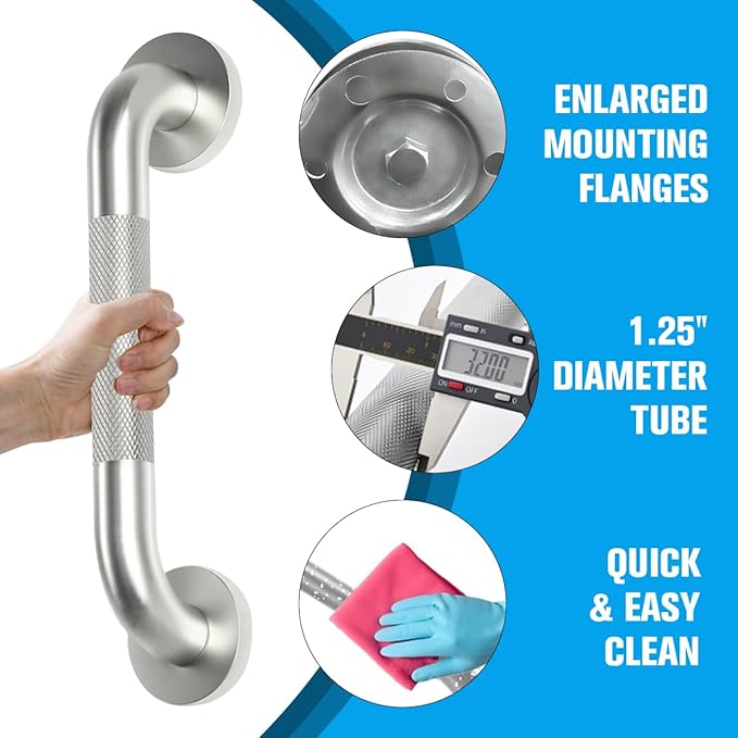 Grab Bars for Bathtubs and Showers 2 Pack 16'' Safety Grab Bar, Heavy Duty Shower Handle Bath Handrails for Seniors and Elderly, Bathroom Safety Grip