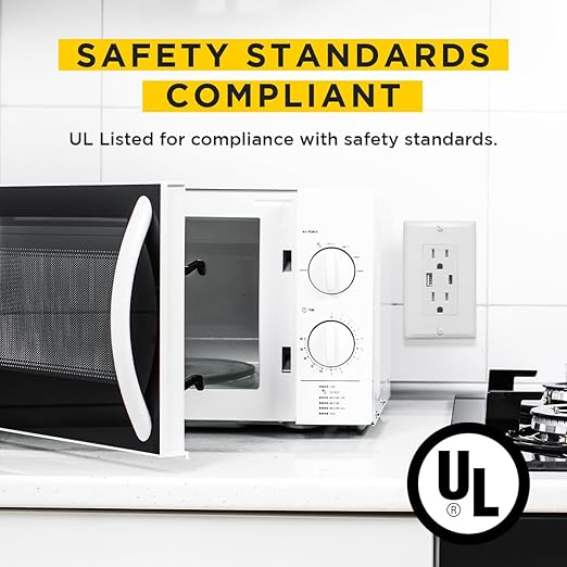 Diodesy- USB Outlet with Type C & A Port 15 Amp Tamper Resistant Duplex Receptacle Plug Charging Power Wall Outlet Compatible with iPhone iPad Android DC 4.8A 5A 15A-125VAC Wall Plate Included