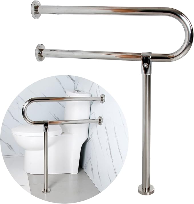 Handicap Bathroom Bar - 304 Stainless Steel Non-Slip Handrail for Disabled Toilet & Shower, Barrier-Free Safety Railing with Hand Grips