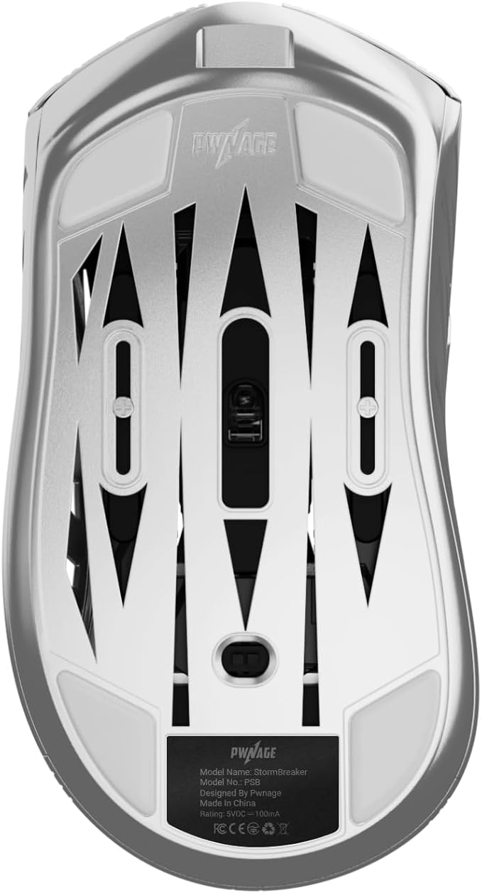 PWNAGE Stormbreaker Wireless Magnesium Gaming Mouse 8kHz - 50grams Ultralight Esports Pro Gamer Flawless Professional PAW3395 Optical Sensor 26,000 DPI - 8000Hz -100% PTFE Skates Ergo -Platinum