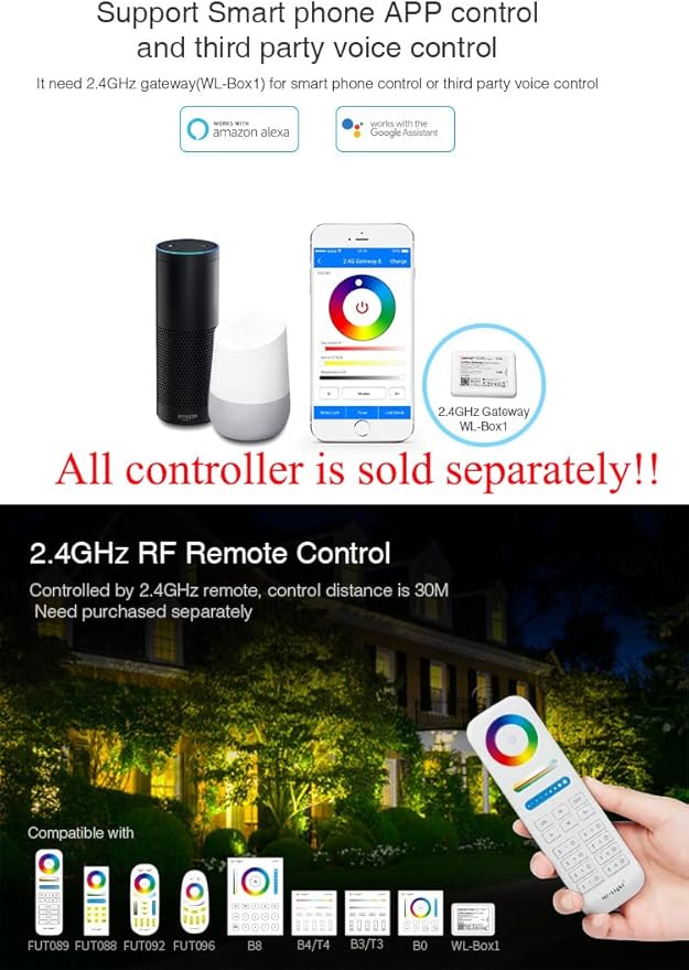 LGIDTECH FUTC02 Miboxer 9W RGB+CCT Outdoor LED Garden Spotlight AC 110V 16 Million Colors Changing,Color Temperature Adjustable.Smartphone APP Can't Control Directly