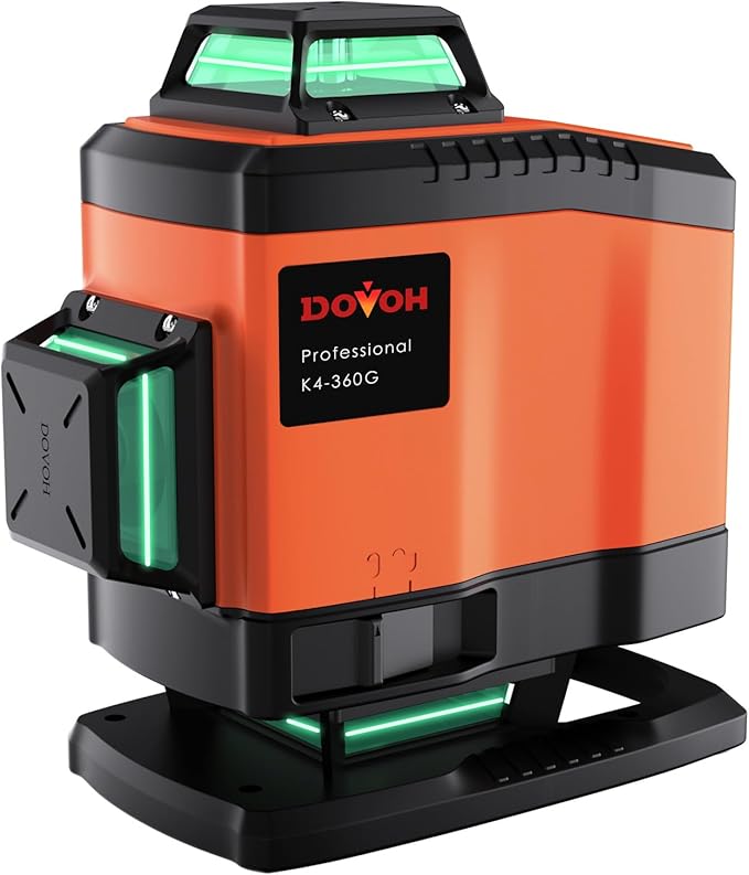 4x360° Laser Level 360 Self Leveling, 16 Line Laser Leveler for Construction Floor Tiling and Ceiling Rechargeable Green Beam 4D Plane Magnetic Bracket Included, K4-360G