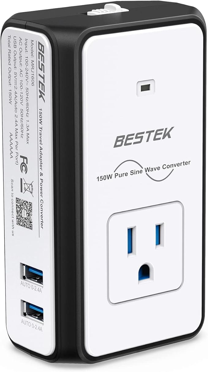 BESTEK Voltage Converter 220v to 110v, Travel Adapter Converter, Step Down, Travel Adapter Converter Combo 4.2A Dual Smart USB UK/AU/US/EU Worldwide Plug (Black&White)