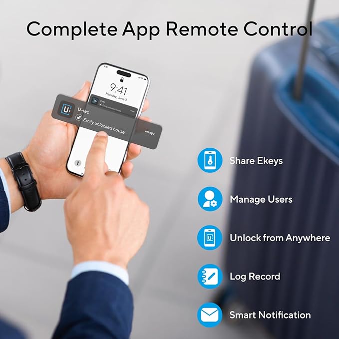 ULTRALOQ U-Bolt Pro Smart Lock with WiFi Bridge, Keyless Entry Door Lock with Fingerprint, App Remote Access, Share Code, Auto Unlock, Biometric Deadbolt, Smart Locks for Front Door, 1Year Battery