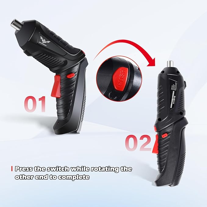 47 in 1 Electric Screwdriver Cordless Drill Rechargeable Set 3.6V Li-ion 3.5N·m Max Torque Electric Rotatable with Case LED Light Screwdriver Multi-Angle Work balck for Home Office DIY Tools