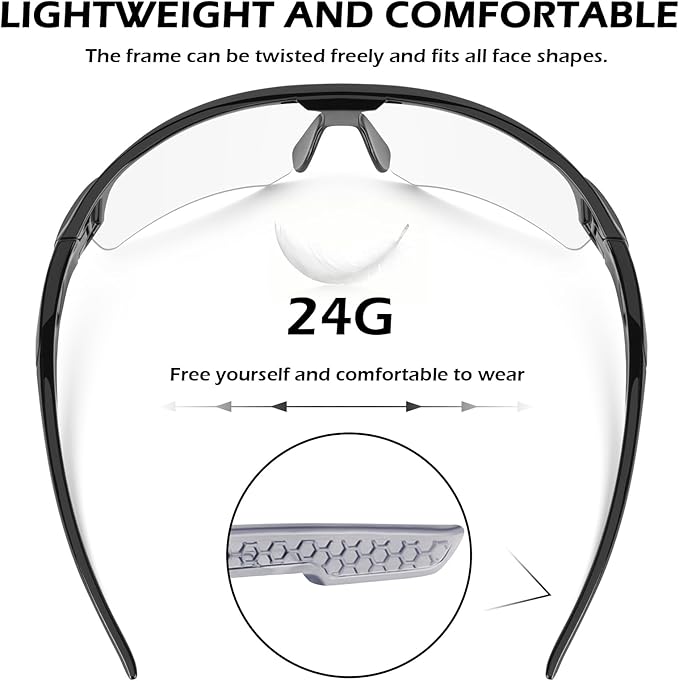 OXG 6 Pack Safety Glasses, Scratch Resistant Wraparound Lenses ANSI Z87.1 Protective Eyewear for Unisex