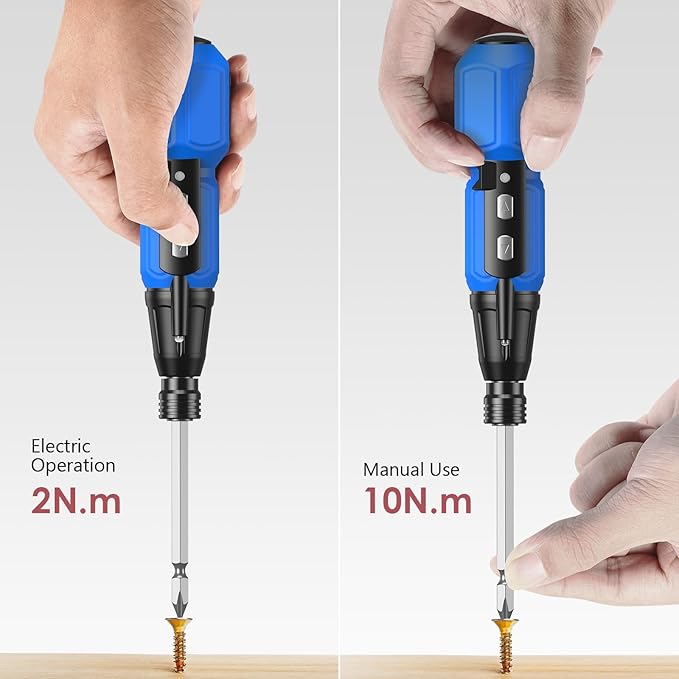 LOFICOPER Electric Screwdriver Set, Mini Cordless Screwdriver Kit with Bit Holders, LED Work Light, USB Charging Cable, for Phones, PC, Glasses, Small Projects, Blue