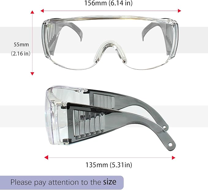 JING LEI Anti Fog Safety Glasses, Safety Goggles Over Eyeglasses, Anti Dust Impact Scratch Resistant Splash Proof Chemical Wrap Around Eye Protection for Lab Nurses Workers Architect Men and Women