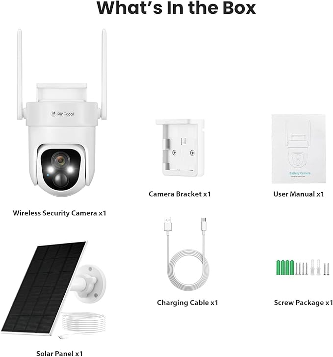 2K Solar Security Camera Wireless Outdoor, 360° View Pan/Tilt Battery Camera for Home Security, Color Night Vision, Spotlight, 2-Way Audio, PIR Motion Sensor, 2.4GHz WiFi Only, Weatherproof