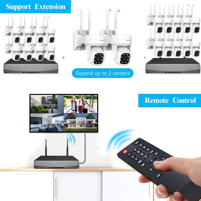 Auto-Tracking & 2-Way Audio PTZ WiFi Outdoor Security Camera System Pan 5MP Wireless Cameras System 10 Channel NVR Video Surveillance DVR Set