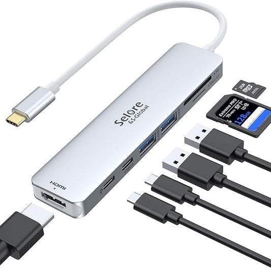 USB C Hub HDMI Adapter for MacBook Pro/Air, 7 in 1 USBC Dongle with HDMI, SD/TF Card Reader, USB C Data Port,100W PD, and 2 USB 3.0 Compatible for MacBook Pro/Air, Dell XPS, Lenovo Thinkpad.