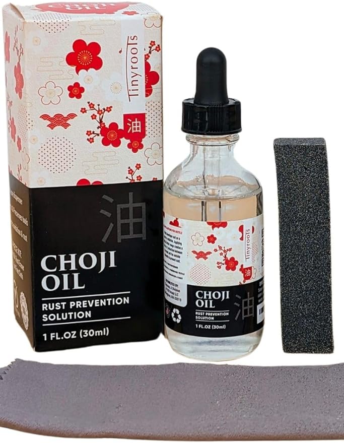 Tinyroots Choji Oil Tool Cleaning Kit, Simply Wipe the Knife Oil on to Restore Your Sword, Knives, Bonsai Tools, Includes Rust Eraser and Lint Free Cloth