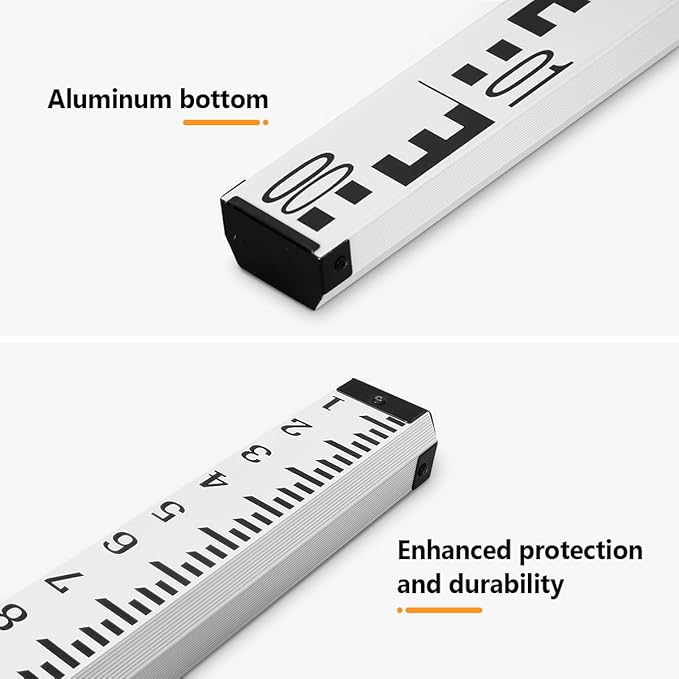 Takamine 16-Foot Aluminum Grade Rod – 8ths, Dual Sided 5-Section Telescopic Leveling Rod – Soft Carrying Case Included