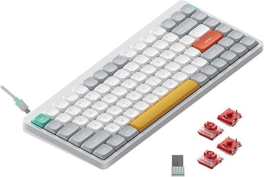 nuphy Air75 V2 Portable 75% Mechanical Keyboard,Wireless Keyboard,Supports Bluetooth/2.4G/USB-C RGB Gaming Keyboards,Compatible with Windows/Mac OS/Linux Systems White-Gateron Cowberry Switch