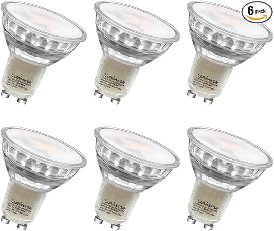 Lumiverse Non-Dimmable GU10 LED Light Bulbs, 4W Bright 5000K Daylight White 35W Halogen Equivalent, 350lm Energy Saver for Track Lighting Fixture, Kitchen, Basement, 15000 Hours Lifespan, 6 Pack