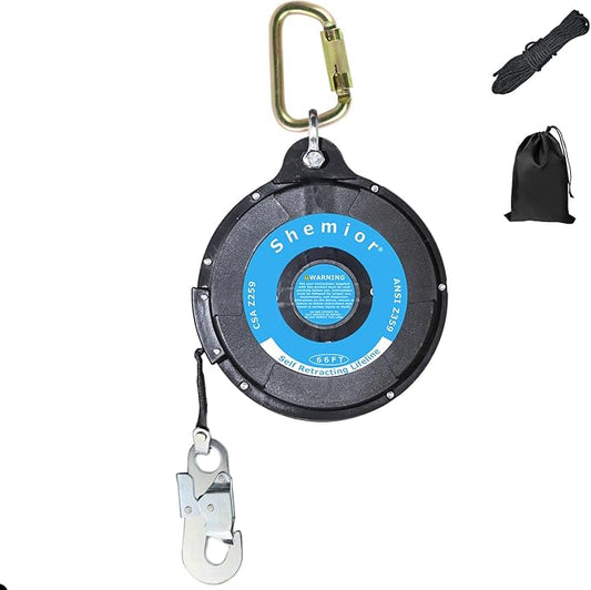 66FT Self Retracting Lifeline, No Tangle Lightweight Housing Web SRL, Self Retractable Safety Lanyard, Fall Arrest Protection PPE Gear for Roofing Construction, OSHA/ANSI Compliant