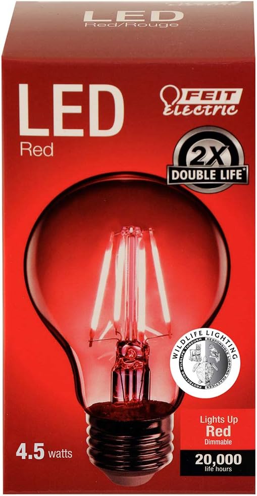 Feit Electric A19/TR/LED 4.5W Dimmable Red LED Light Bulb (Pack of 2)