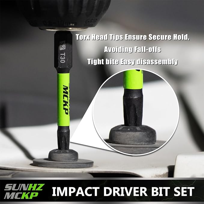 SUNHZMCKP Impact Torx Bits Set T30, 30 Pack Security Screwdriver Bit Set, S2 Alloy Steel Tamper Resistant Star Bits with 1/4” Hex-Shank, CNC Machined Tips Power Bits with Storage Box