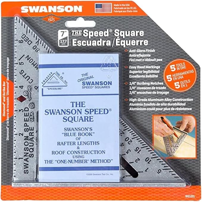 SWANSON Tool Co S0101 7 Inch Speed Square, Blue