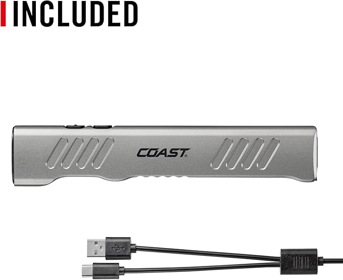 Coast Slayer Laser 1000 Lumen USB-C Rechargeable LED Flashlight with Pocket Clip - 5 mW Laser, 650 nm Wavelength
