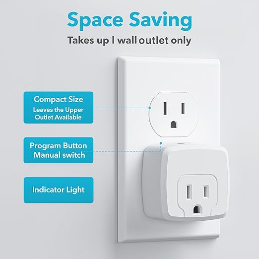 HBN Remote Control Outlet with 100FT RF Signal, Wireless On Off Switch Plug for Household Appliances, Battery Included, 15A/1875W(1 Outlet + 1Remote)