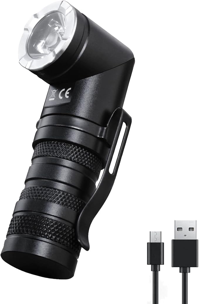 HAUTMEC 1400 Lumen Rechargeable Flashlights LED EDC Flashlight with 90 Degree Flashlight Swivel Head 5 Modes Pocket Flashlight Magnetic Base for Camping, Working, Outdoor, Hiking, Emergency