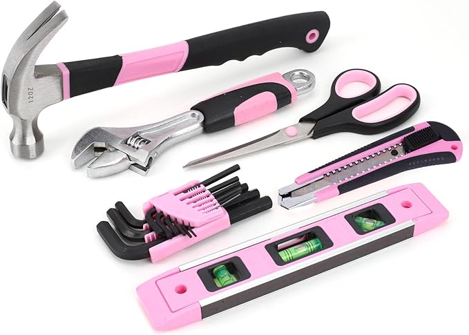 FASTPRO 267-Piece Pink Tool Set, Home Repairing Tool Kit with 13-Inch Wide Mouth Open Tool Bag, Mechanics Hand Tool Kit for DIY, Home Maintenance
