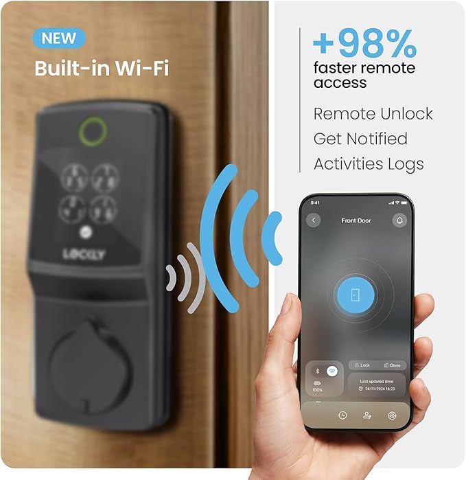 Lockly Secure Pro (2025 Latest Version), Smart Lock with Built-in Wi-Fi, New-Gen Fingerprint Door Lock, Keyless Entry Deadbolt, PIN Genie Keypad, Auto Lock, App Remote Control, Easy Installation