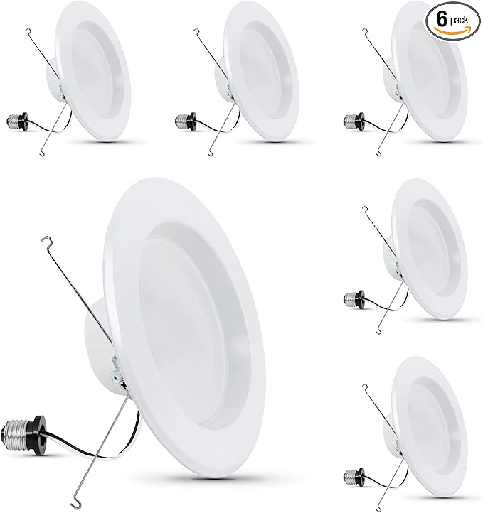 Feit Electric 5 Inch or 6 Inch LED Recessed Lighting Retrofit Downlights, 120 Watt Equivalent High Output, 2000 Lumen 5000K Daylight, Dimmable, 6 Pack LEDR56XHO/950CA/6