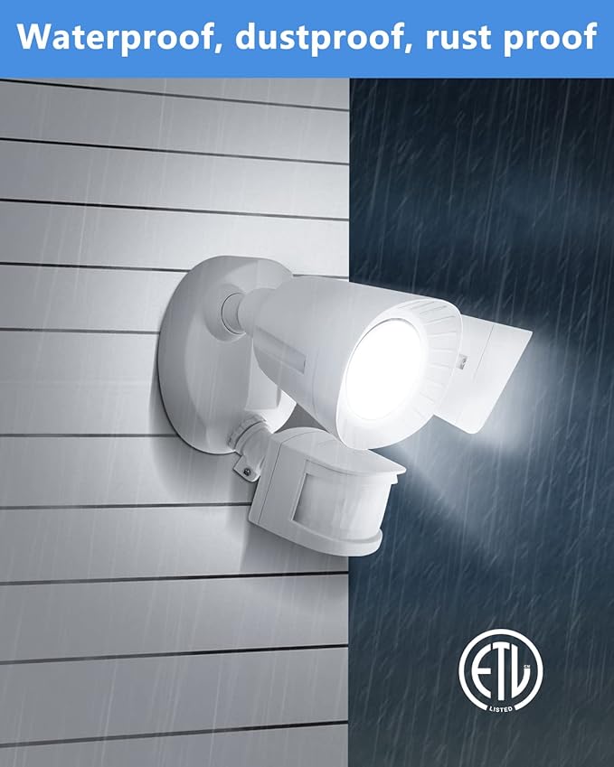 UFOND LED Security Lights Outdoor Motion Sensor Light，2400 Lumen All Aluminum Floodlight,Waterproof,Angle Adjustable,6500K,4 Modes,for Garage Porch Balcony Patio