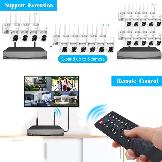 Auto-Tracking & 2-Way Audio PTZ WiFi Outdoor Security Camera System Pan 5MP Wireless Cameras System 10 Channel NVR Video Surveillance DVR Set