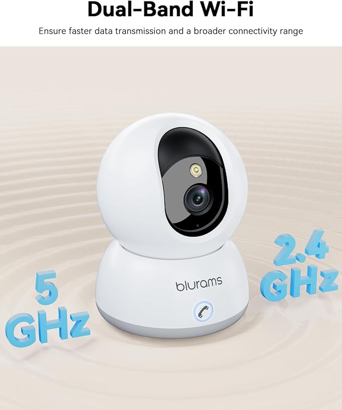 blurams 4K Ultra HD Indoor Cameras for Home Security, Home Camera with One-Touch Call, Color Night Vision, Motion Tracking, 5GHz/2.4GHz Wi-Fi, Cloud & SD Card Storage, Wi-Fi 6