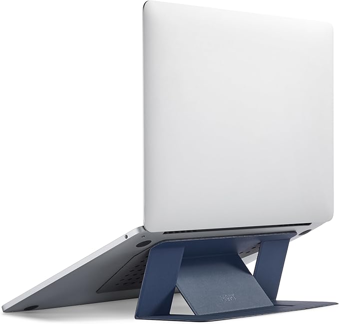 MOFT Laptop Stand for Desk, Adhesive MacBook Computer Stand with 2 Adjustable Viewing Angles, Foldable and Portable Laptop Riser Compatible with 11"-16" Laptops, Navy Blue(Adhesive Version)