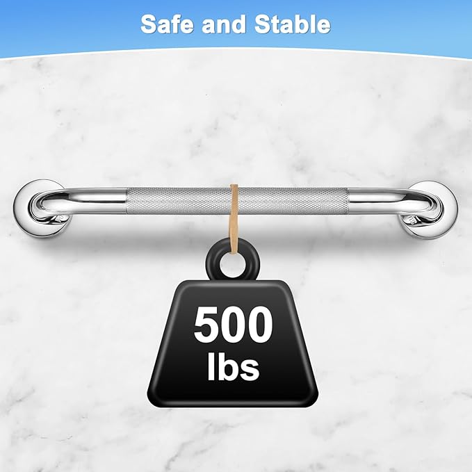 2-Pack 16 Inch Anti Slip Grab Bars for Bathtubs and Showers, Stainless Steel Safety Shower Handle for Bathroom/Toilet/Seniors/Elderly Assist Bath Handle [Chrome]