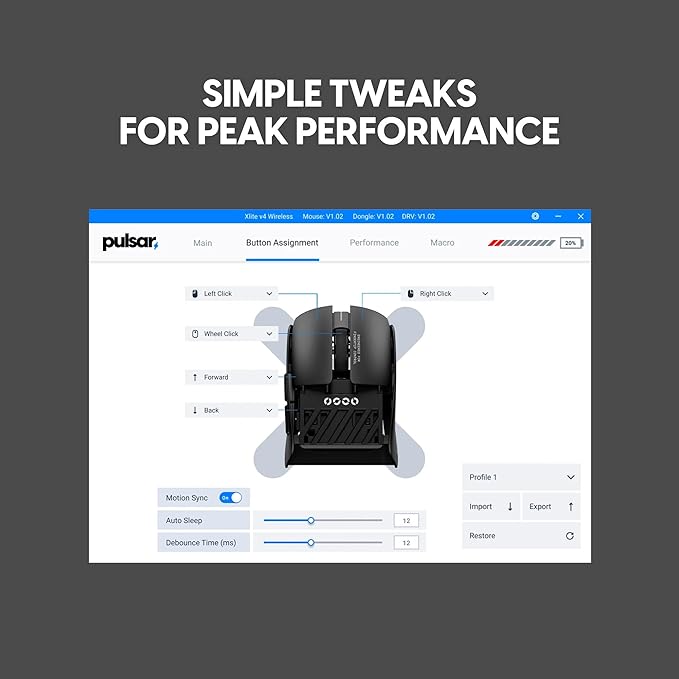 Pulsar Gaming Gears LAB X2F Wireless Fingertip Gaming Mouse, Ultra Lightweight 1.34 oz (38 g), HUANO Blue Pink Dot Switches, 32,000 DPI, 750 IPS, XS-1 Sensor, 8K Compatible (Black)