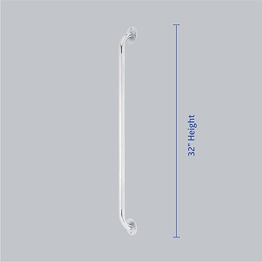 Medline Knurled Chrome 32” Grab Bar for Shower & Bathtub, Independence & Ease of Movement — For Elderly, Handicapped or Seniors, 300 lb. Capacity, 1 Bar