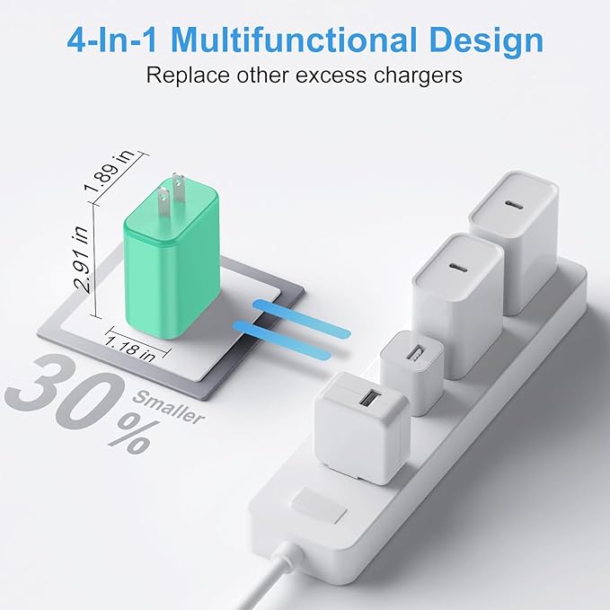 USB C Charger Block,40W USB C Charger Cube,Type C Charging Block,USB Wall Chargers Dual Port PD+QC Charging Cube for iPhone 16 15 14 13 12 11 Pro Max XS,iPad, Samsung Phone,Tablet(Green)
