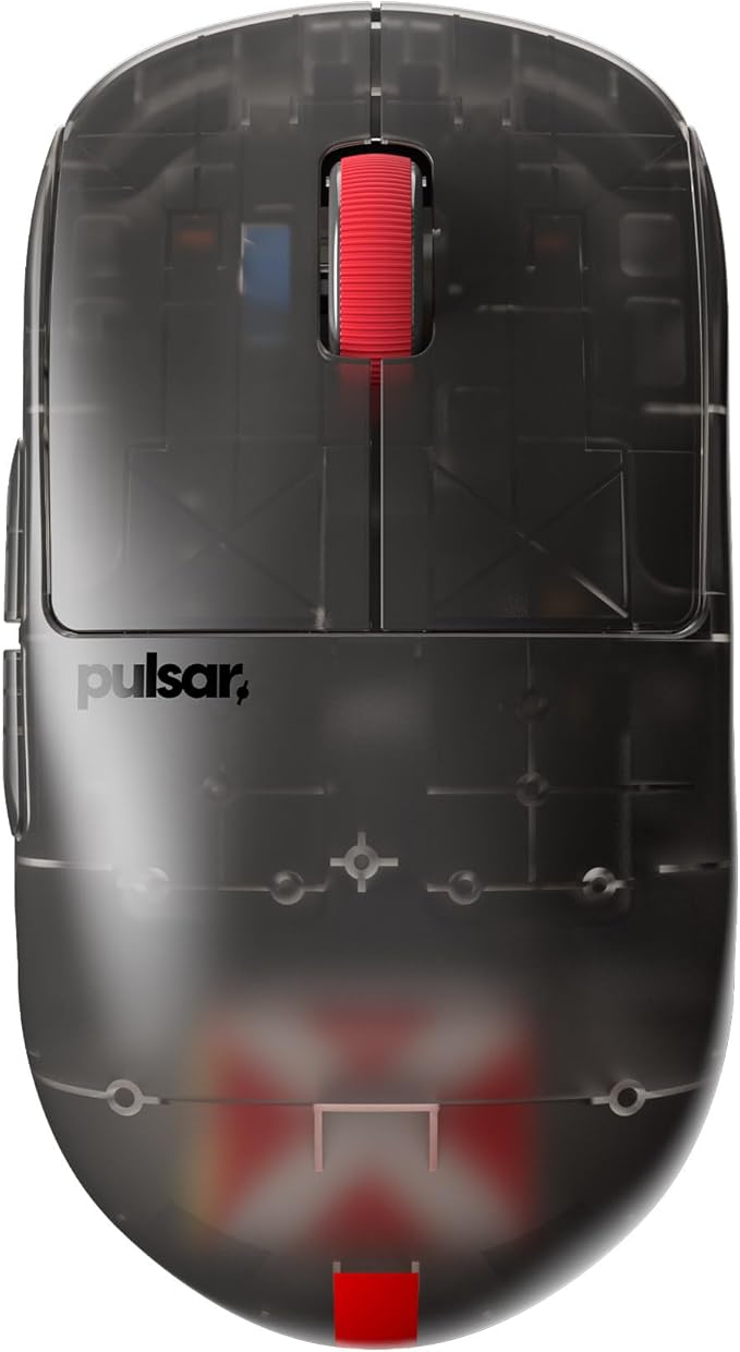 Pulsar Gaming Gears - Super Clear Limited Edition: X2H Mini Wireless Gaming Mouse, Symmetrical, Ultra Lightweight 1.83 oz (52g), PAW3395 26k DPI, Optical Switch (Mini, Clear Black)