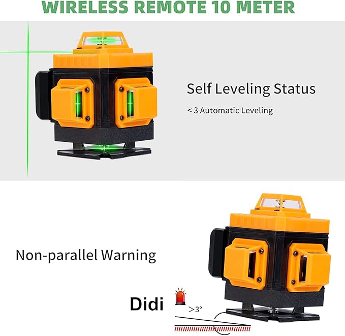 Laser Level Self Leveling 4x360° - 4D Green Cross Line 100 feet DIY Bright Laser Leveler for Picture Hanging, Tile, Decoratio, Construction Indoor Project, w/Magnetic Mount, 2 Rrechargeable Batteries