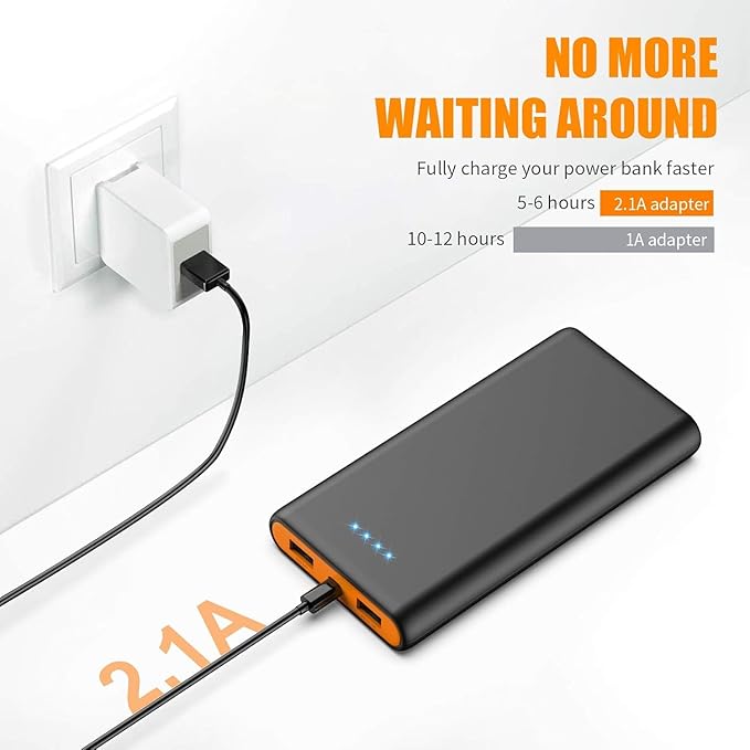 Portable Charger Power Bank 26800mah,Ultra-High Capacity Safer External Cell Phone Battery Pack,2 USB Output High Speed Charging Power bank Compatible with iPhone 15/14/13/12 Samsung Android LG-Orange