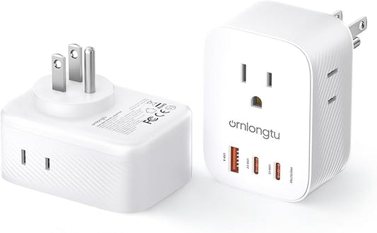 Multi Plug Outlet Extender 2 Pack, Surge Protector Wall Plug Splitter with 3 Electrical Outlets 3 USB Ports, PD 20W USB C Charger Block Wall Outlet Expander for Travel Home Office Dorm Room Essentials