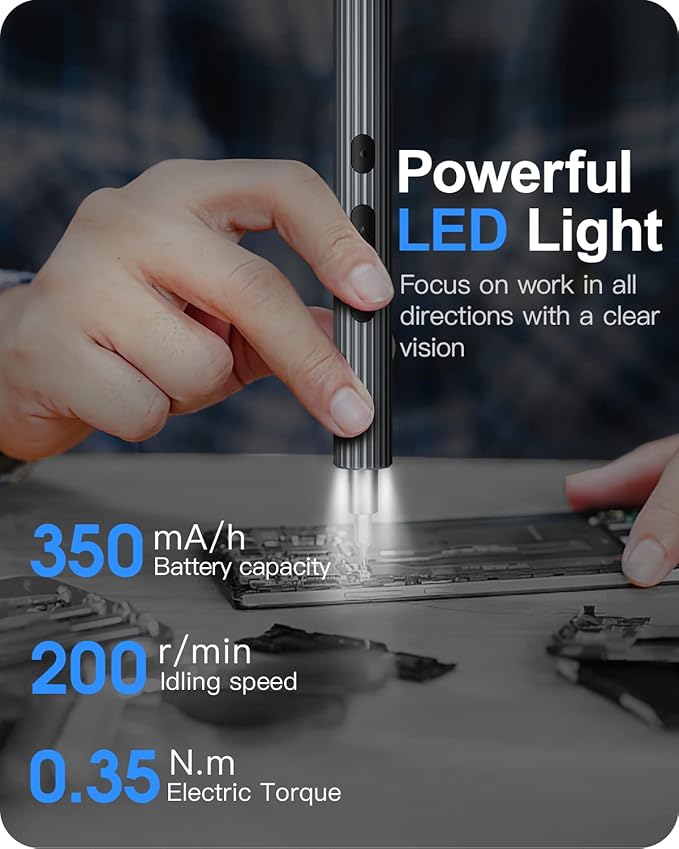 Kingsdun Mini Electric Screwdriver, 36 in 1 Cordless Precision Power Screwdriver Set with 30 Magnetic Bits, Rechargeable Repair Tool Kit with LED Lights Magnetic Mat for Camera PC Laptops