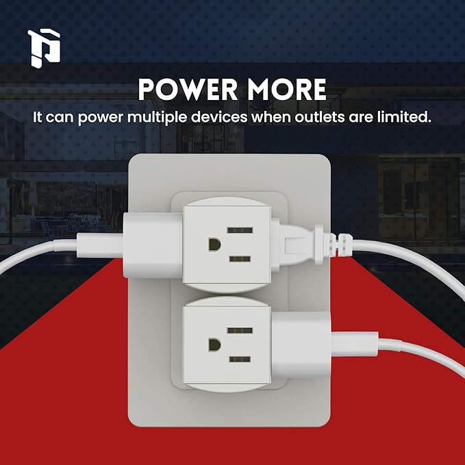 3 Outlet Wall Adapter, 90 Degree 3 Way Plug Adapter Cube Tap, 3 Prong Multi Plug Outlet, Outlet Extender for Home Office School Dorm, ETL Listed, Grey, 3Pack