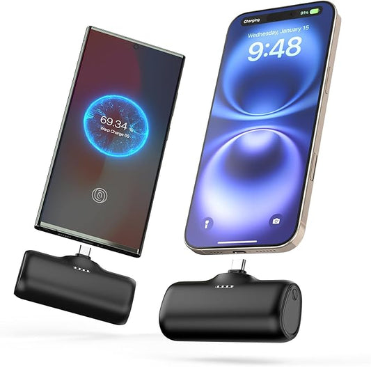 [2-Pack] A ADDTOP-Mini-Portable-Charger-5000mah - 20W PD Fast Charging Portable Phone Charger Ultra-Compact USB C Battery Pack for iPhone 16/15 Series/Galaxy/Android etc (Black+Black)