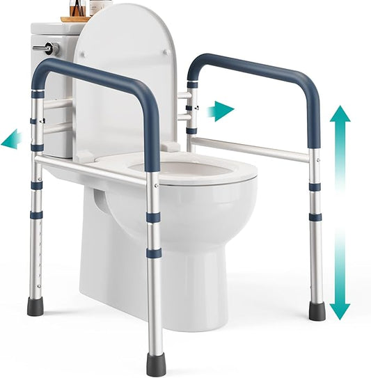 Toilet Safety Rails (350 lb) - Adjustable Toilet Safety Frame & Rails, Toilet Safety Rail for Elderly Adults, Toilet Handles for Seniors, Toilet Bars for Elderly & Handicap