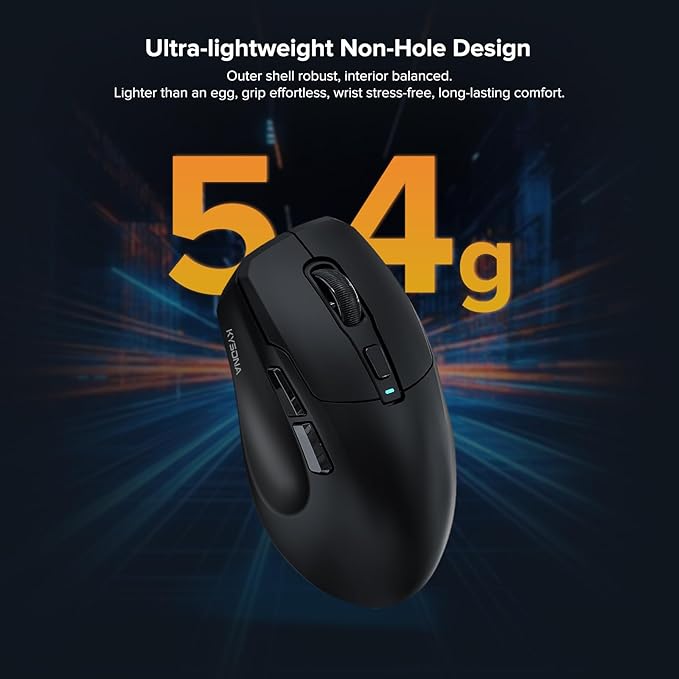 Wireless Gaming Mouse, 26000 DPI, 8K Polling Rate, Tri-Mode 2.4GHz/USB-C/Bluetooth Ergonomic Mouse with Web-Driven, Ice-Cooling Coating, Rechargeable Gaming Mice for Laptop/PC/Mac/Xbox, Black