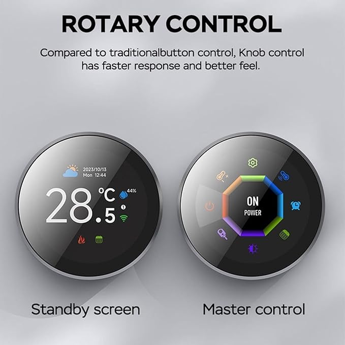 Smart Thermostat for Home, Programmable Bluetooth Temperature Regulator with 1.32in TFT Screen, Knob Control Diameter 1.81in, Control Via Cell Phone or Smart Voice