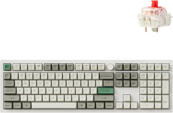 Keychron Q6 Max QMK/VIA Bluetooth Wireless /2.4 GHz/USB-C Wired Custom Mechanical Keyboard, Full Size Programmable Knob RGB Backlit Hot-Swappable Gateron Red Switch for Mac Windows Linux - White