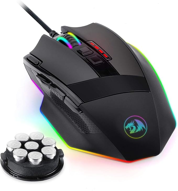Redragon M801 Gaming Mouse, RGB PC Gaming Mouse MMO with 9 Programmable Buttons Macro Recording, 16000 DPI, Fire Button for Gaming Windows Computer - Wired, Black